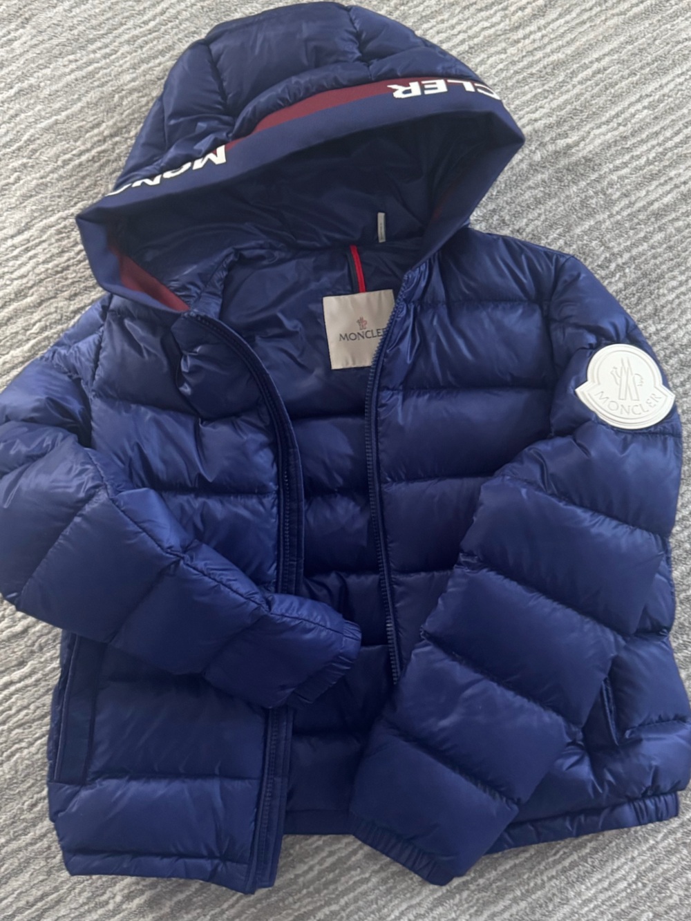 Moncler Kids Deep Navy Quilted Puffer Jacket with Hood
